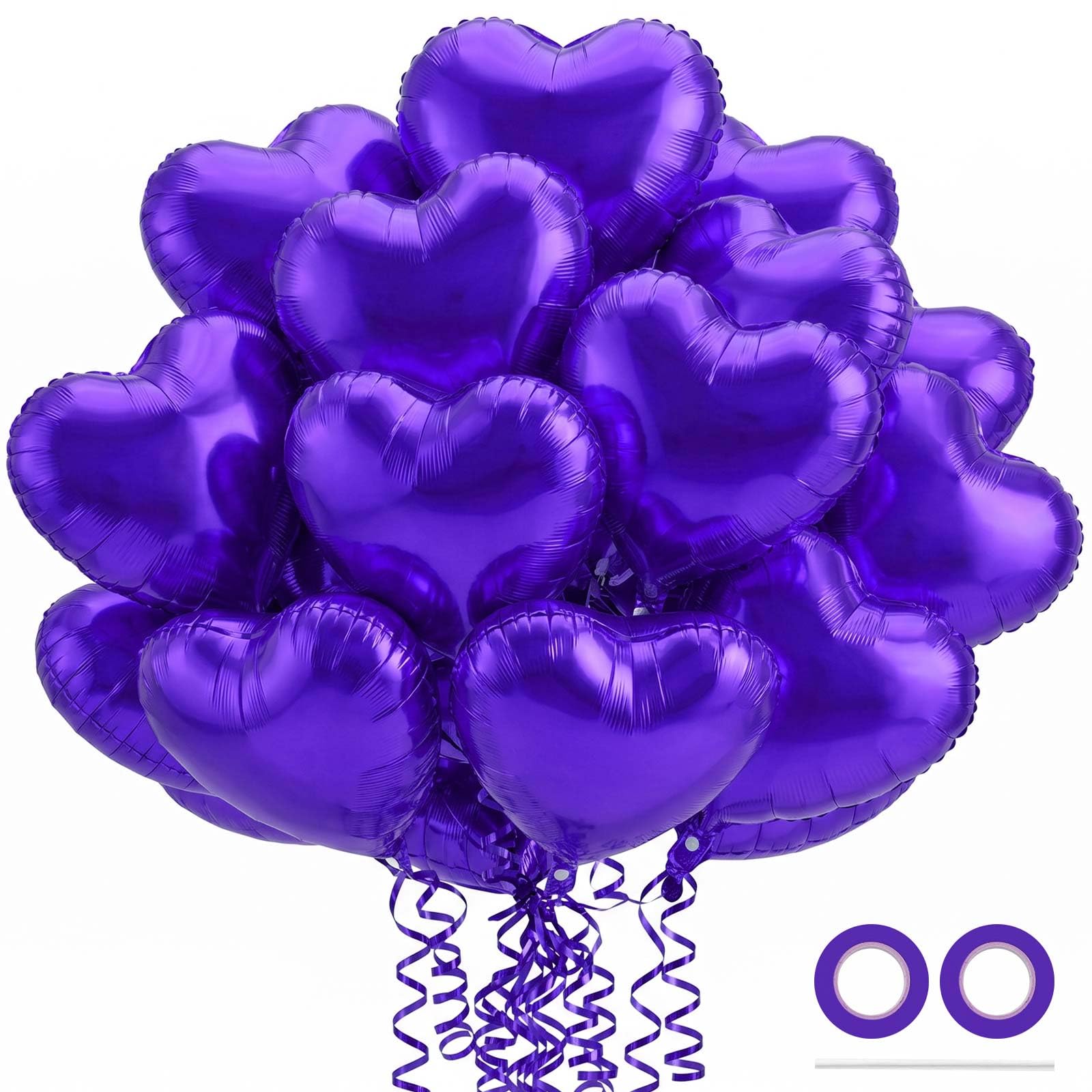 36 Pcs Purple Heart Balloons,18 Inch Heart Foil Balloons Valentine Balloon for Wedding Engagement Party Valentine Day Decorations