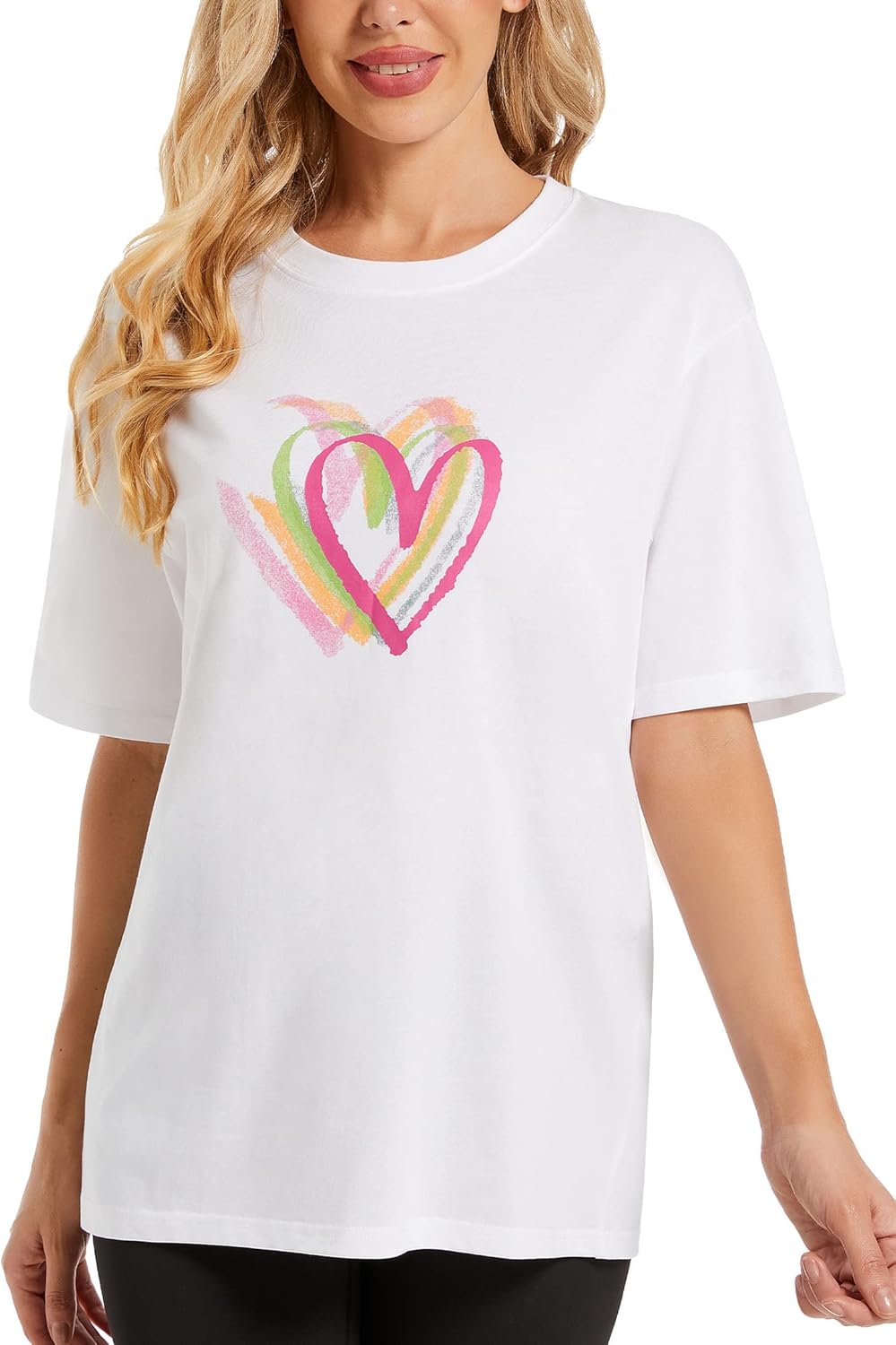Women's Heart Graphic Tees 2025 Summer Tops Cute Cotton Casual Short Sleeve Crewneck T Shirts - Image 6