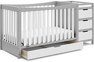 Graco Remi 4-in-1 Convertible Crib and Changer with Drawer (Pebble Gray &...