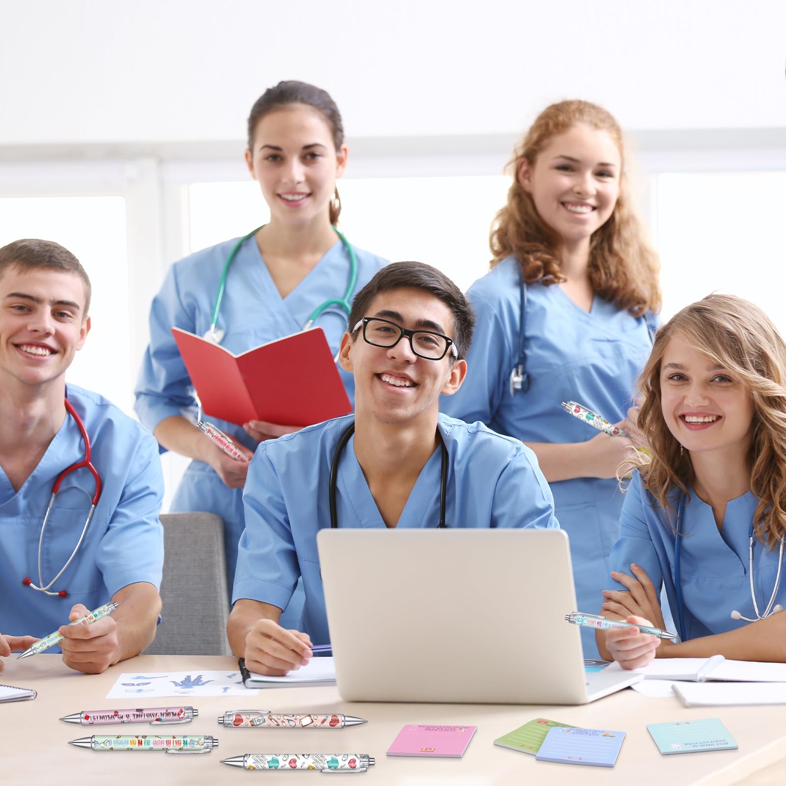48 Pcs Nurses Week Gifts for Medical Assistant Ballpoint Pens and Sticky Notes Medical Assistant Students Practitioner CNA MA RN Assist Essential Healthcare Work Favor Gifts