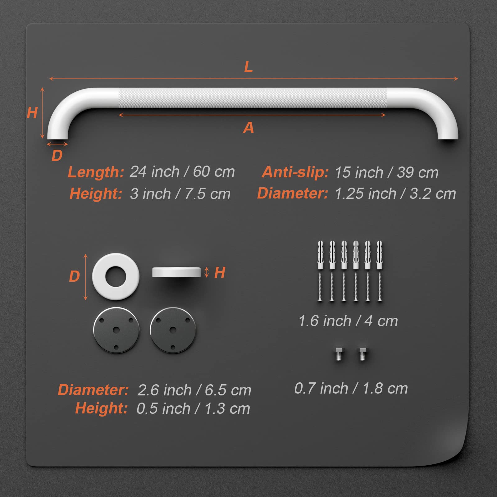 IMomwee 2-Pack 36" Oil Rubbed White Grab Bars - Anti-Slip, Stainless Steel, 500lb Capacity