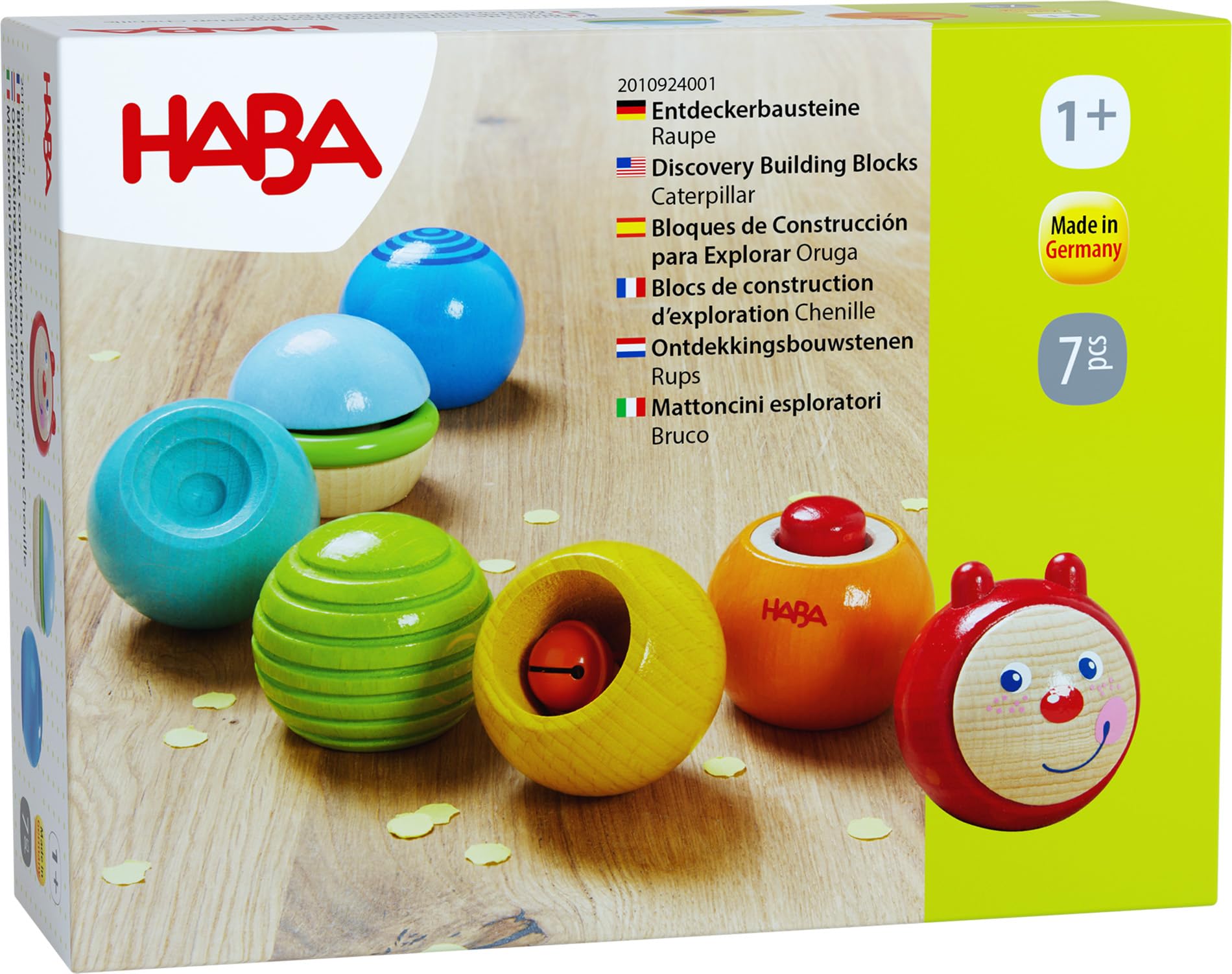 HABA 2010924001 - Sfere di legno arcobaleno con effetti ottici e acustici, made in Germany, per bambini a partire da 1 anno, promuove le capacità motorie fini