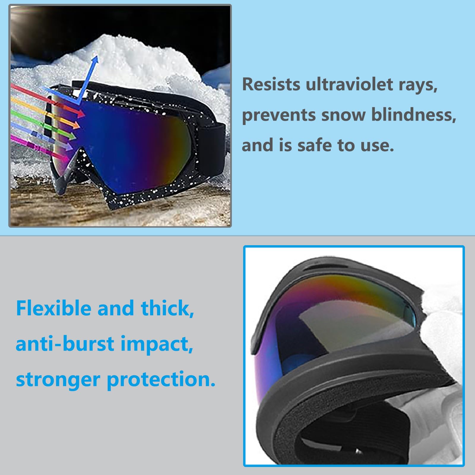 DONGZQAN Okulary motocrossowe, okulary narciarskie, okulary motocyklowe, gogle narciarskie, z wyściółką piankową, nadają się zarówno dla kobiet, jak i mężczyzn, nadają się do sportów na świeżym