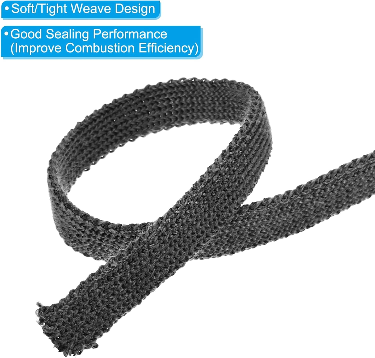 PATIKIL Wood Stove Gasket, 13/16" x 1/8" x 73" Flat Graphite Fiberglass High-Temperature Resistance Seal Rope for Stoves Fireplace Door, Black