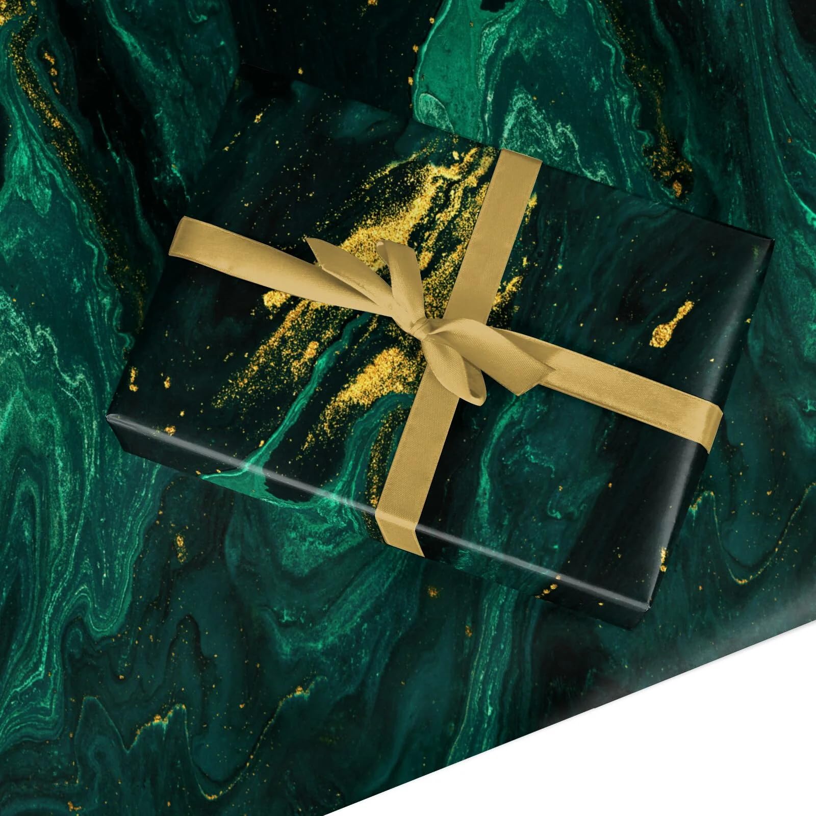 Emerald Green Marble Birthday Party Adults Women's Mens Wrapping Paper Gift Wrap Large Roll (50cm x 3.6m)