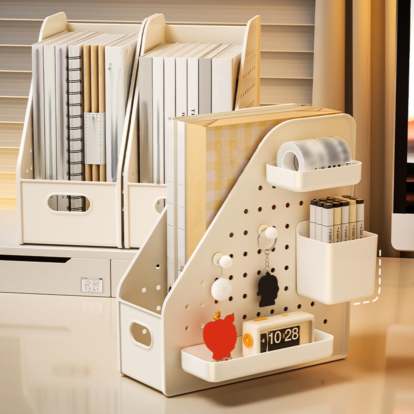 Leseständer – Multi-Grid-Schreibtisch-Organizer mit erhöhtem Boden, abgerundete Ecken, um das Kippen von Büchern zu verhindern, Macaron-Farben für Kinder, Arbeitszimmer, Schreibtischzubehör