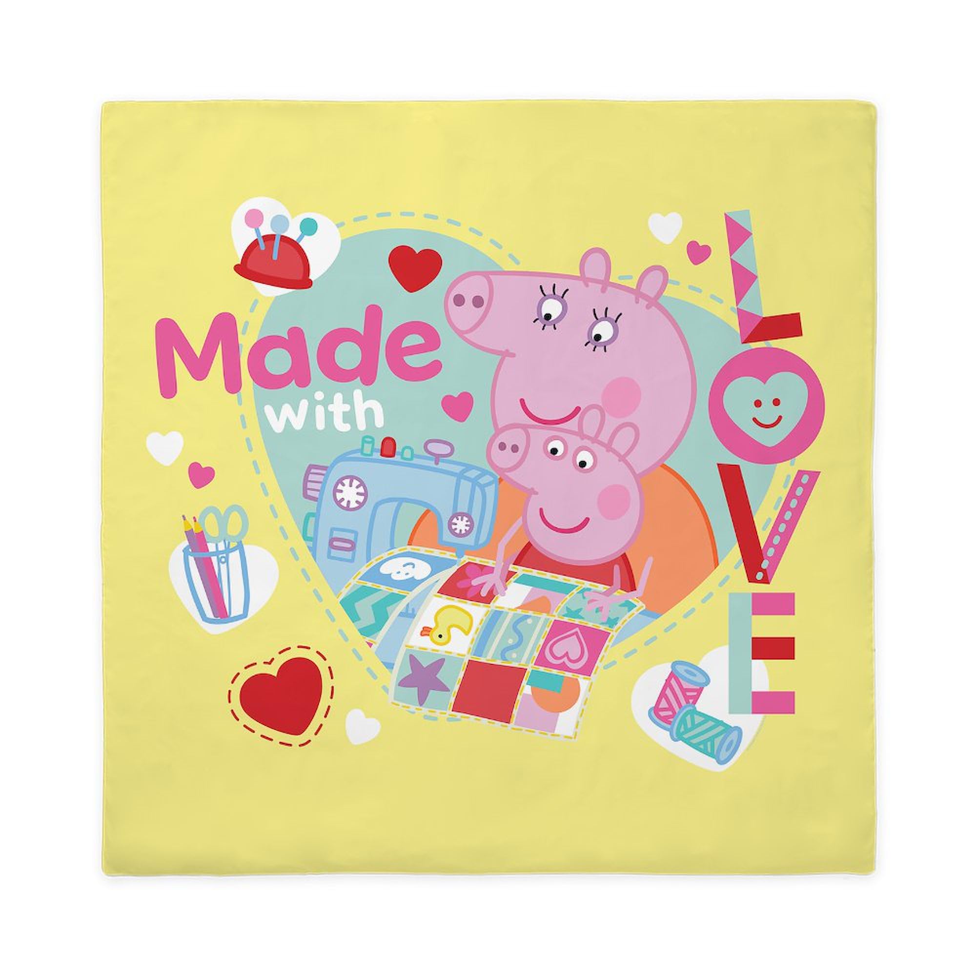 CafePress Peppa Pig: Made with Love Queen Duvet Cover, Printed Comforter Cover, Unique Bedding