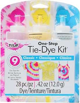 Tulip One-Step Tie-Dye 3 Color Kit, Easy Techniques, Vibrant & Permanent Fabric Designs Tie Dye, Classic Colors Fuchsia, Yellow Turquoise