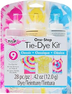 Tulip One-Step Tie-Dye 3 Color Kit, Easy Techniques, Vibrant & Permanent Fabric Designs Tie Dye, Classic Colors: Fuchsia, Yellow Turquoise