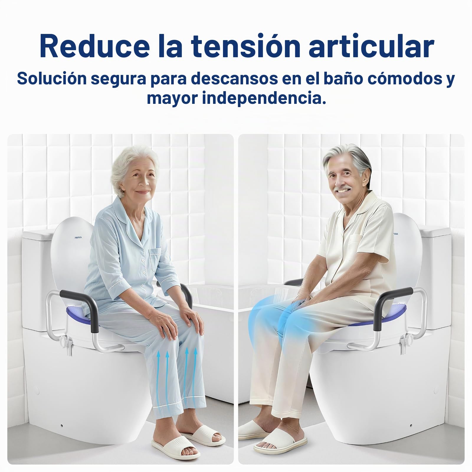 Elevador WC Adulto con Reposabrazos Acolchados, Altura 10 cm, Adaptador WC Adultos con Alta Capacidad hasta 190 kg, Compatible con Inodoros en Forma O y U, para Personas Mayores y Postoperatorio