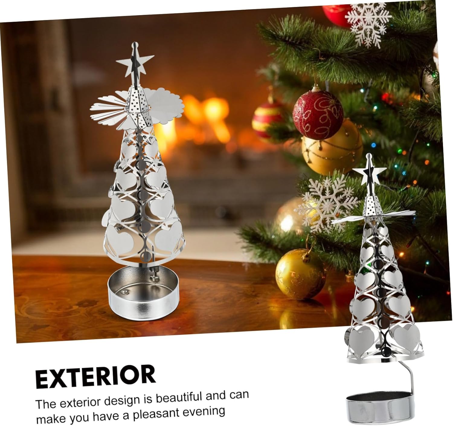 PRETYZOOM 3pcs Xmas Tree Shape Candle Holder Silver Desktop Ornament for Christmas Decoration Festive Atmosphere Candle Tray for Holiday Centerpieces