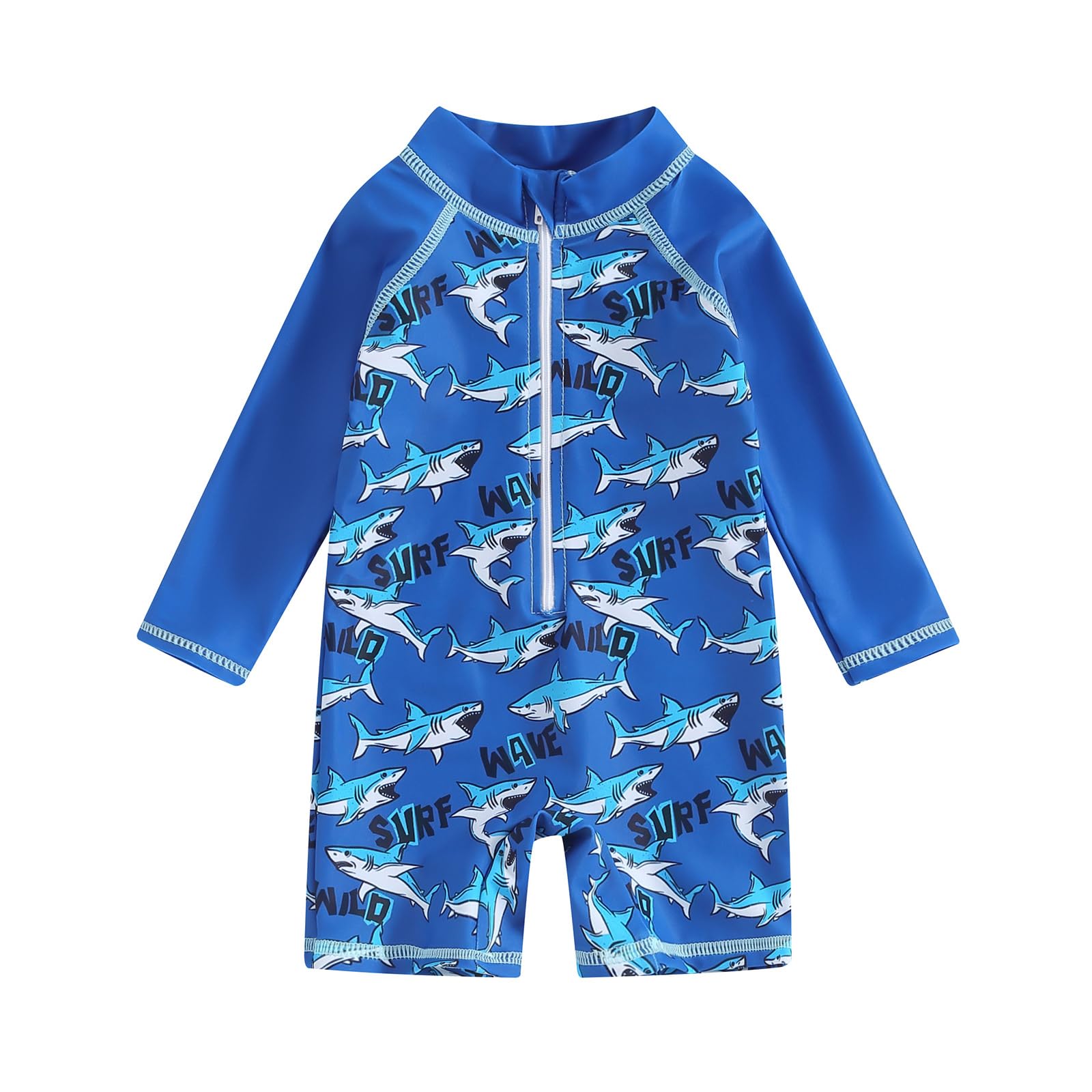 YAGATA Baby Badeanzug Junge Kleinkind EIN Stück Rash Guard Badeanzug Kurze Ärmel Reißverschluss Kleinkind Sommer Strand Bademode 0-3 Jahre
