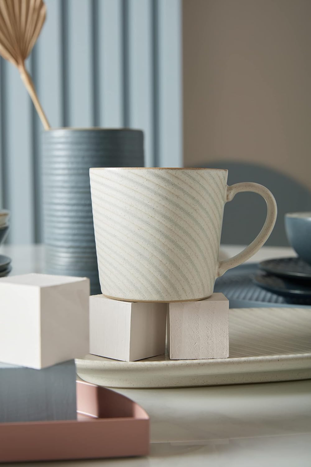 Denby - Impression Cream Large Coffee Mug Set of 2-400ml Stoneware Ceramic Tea Mug Set - Dishwasher Safe, Microwave Safe