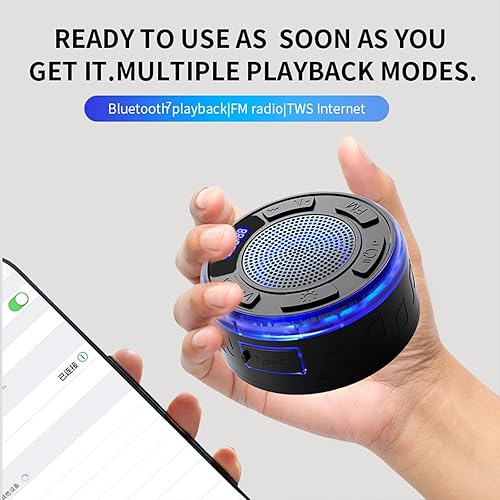 Miniatura 5 de IPX7 Waterproof Shower Speaker with RGB Light & LED Display, Portable Bluetooth 5.3 Suction Cup Radio for Bathroom Party Travel Beach Outdoor  Keeps