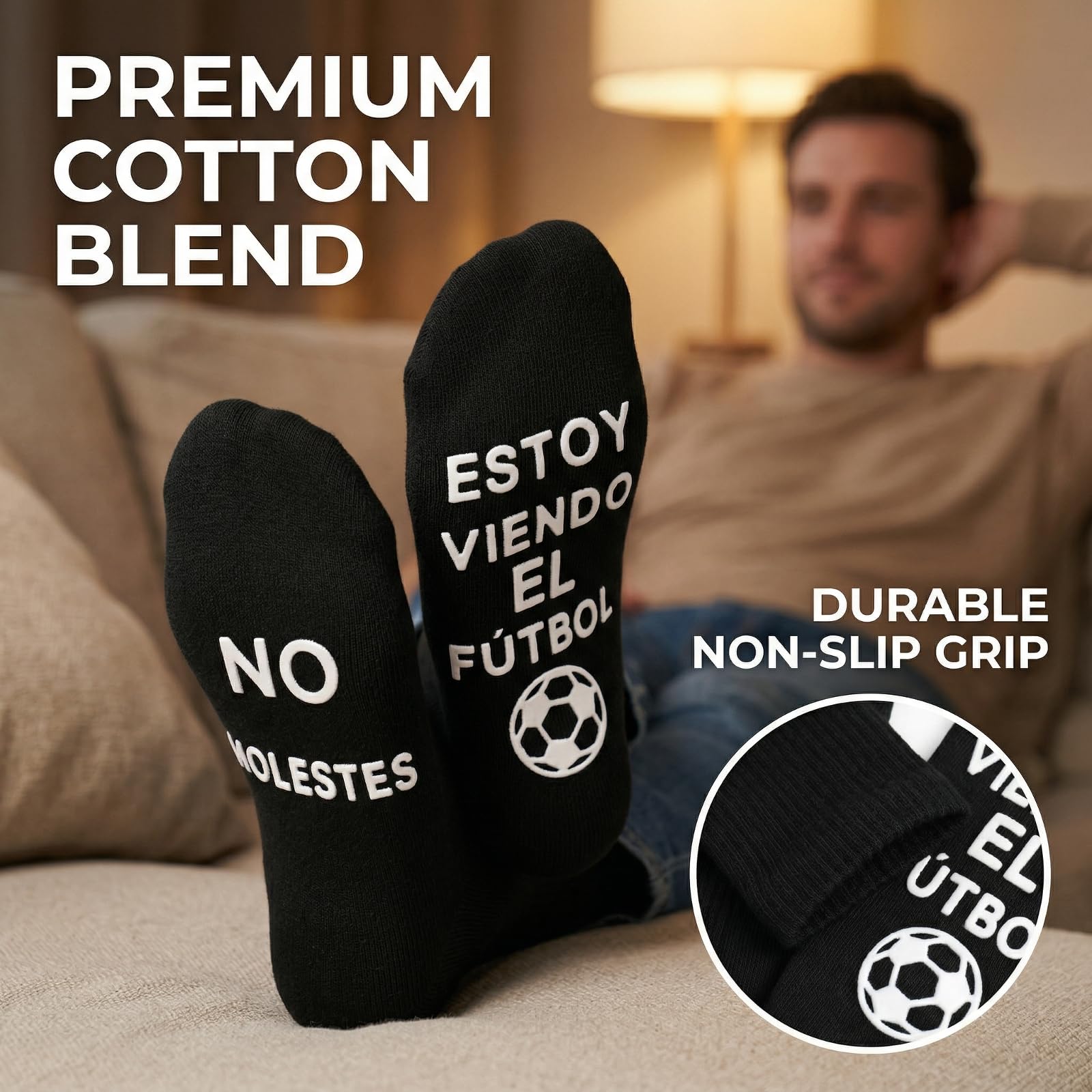 BISOUSOX Calcetines Hombre Divertidos Algodón Calcetines 39-46 Regalo Hombres Padre Fanáticos del Fútbol Calcetines Antideslizantes Regalo Cumpleaños
