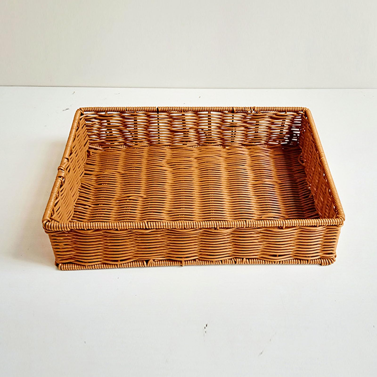 Panier de rangement marron en fibre végétale tressée, bac organisateur pour maquillage et cuisine