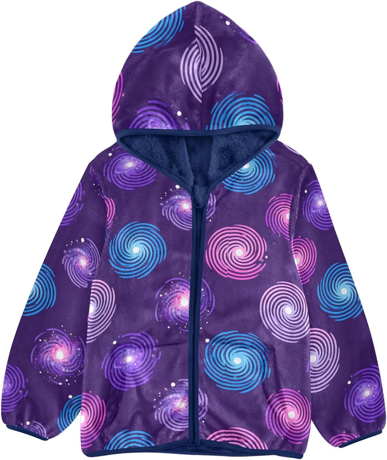 Colorful Spiral Galaxy Toddler Fleece Zip Up Children Coat Baby Zipper Hoodie 3T