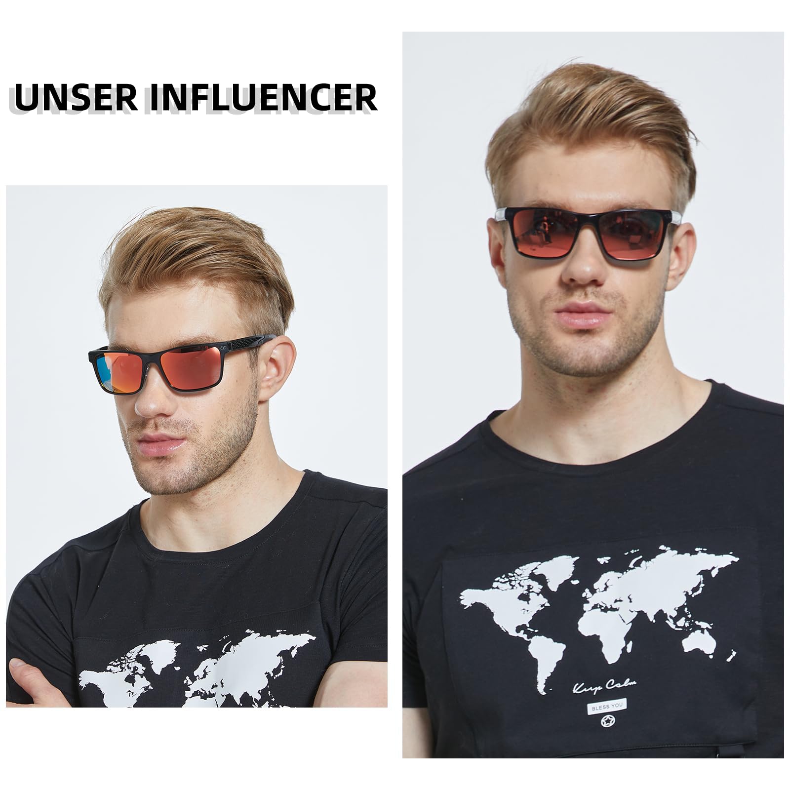 DUCO Polarisierte Sonnenbrille Herren, Rechteckigem Al-Mg-Rahmen | UV-Schutz, Ultraleichte Kohlefaser-Bügel, Korrosionsbeständig & Robust, Verspiegelte Sport Sonnenbrillen für Fahren, Angeln