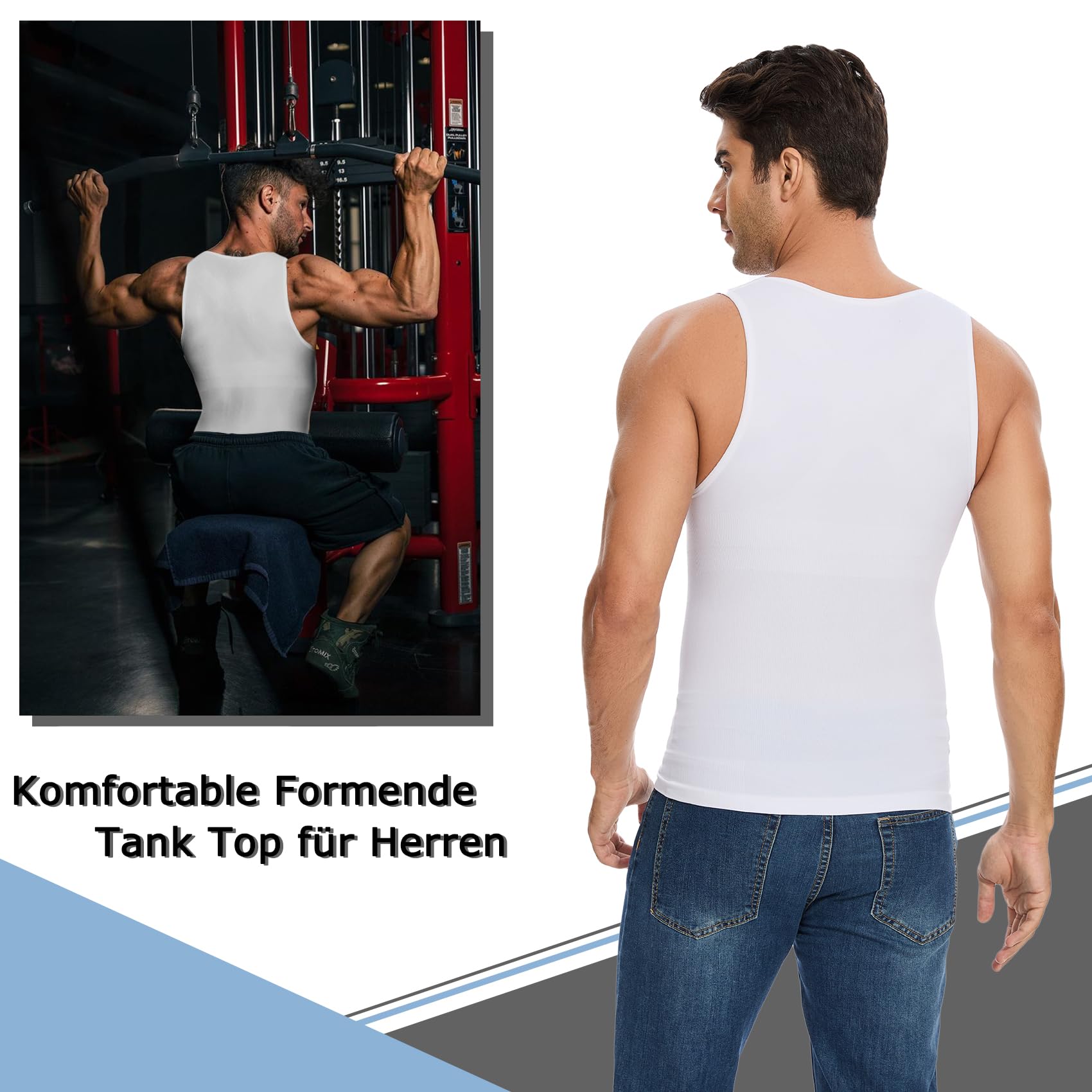 ONEW Shapewear Tank Top Herren Bauchweg Kompressions-Shirt Figurformendes Unterhemd Ärmelloses Oberteil Taillen Trainer Body Shaper