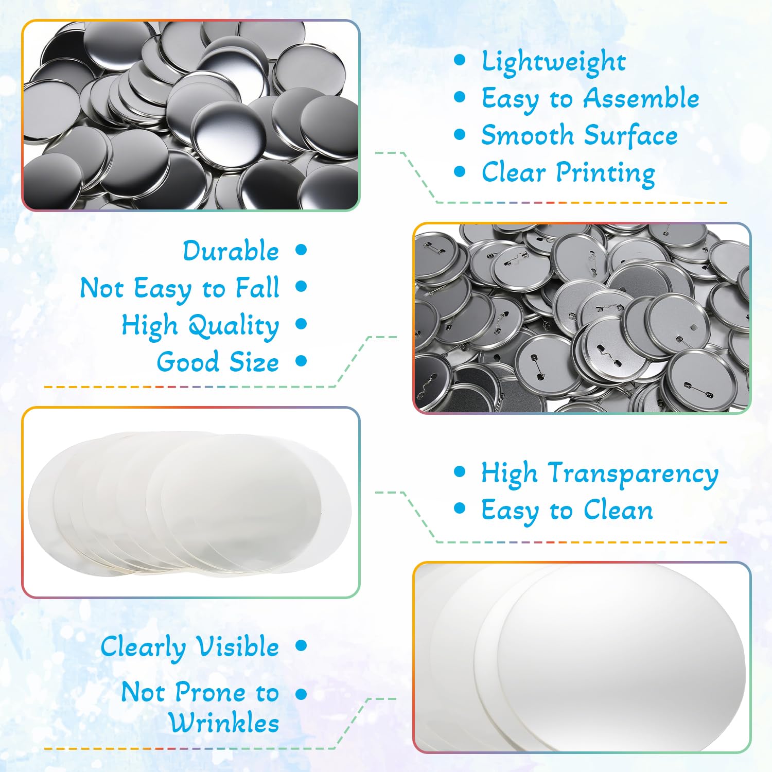 Tissting 100 Stück Buttons Rohlinge 58mm Runde Button Anstecker | Buttons Selber Machen Silber Eisen Buttonrohling Pin Leere Schaltfläche Abzeichen für Button Maker Maschine