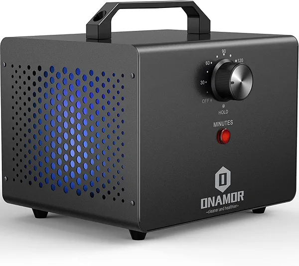 ONAMOR Ozone Generator 77000mg, Ozone Machine Ionizer O3 Deodorizer for Home, Basement, Smoke, and Pet Room (Eliminating Odors Area up to 4000 Square Feet, All Metallic Black)