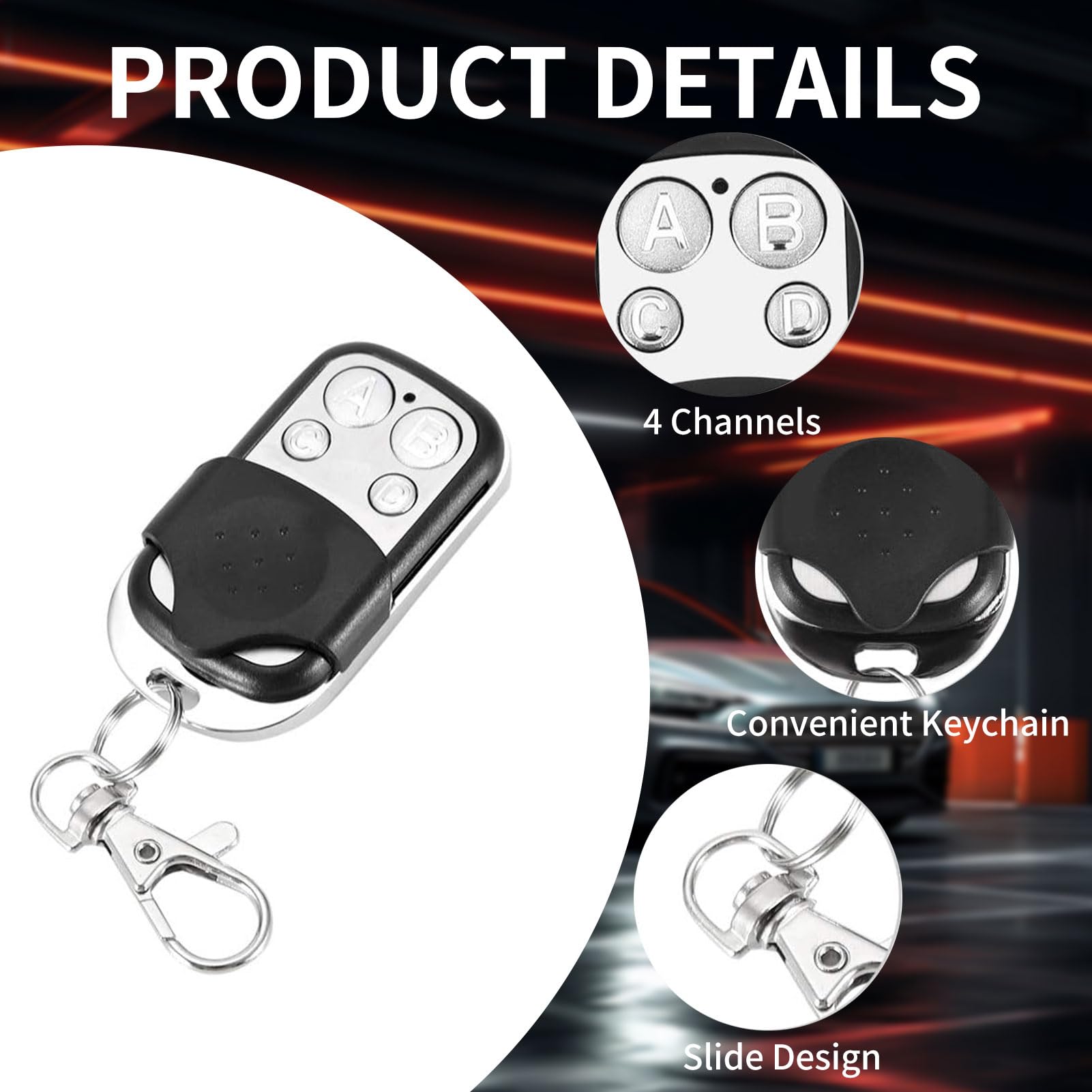 2 Pack Universal 433MHz Garage Door Remote Control Key Fob, Electric Gate Opener - Image 3