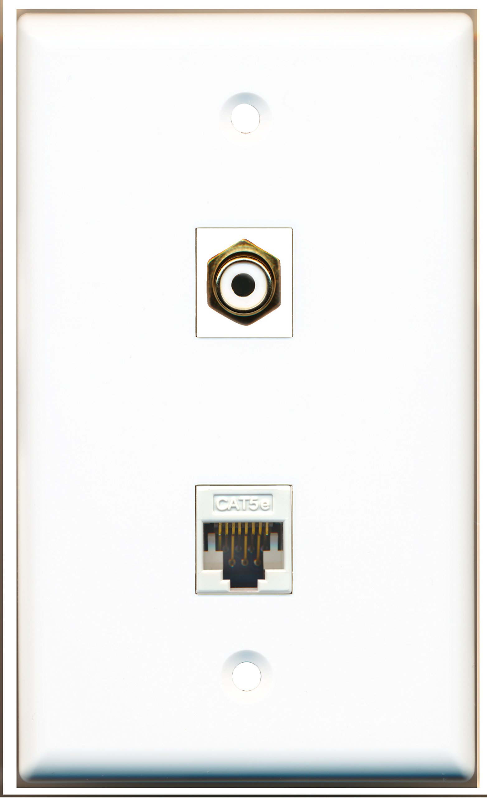 Riteav Placca A Muro Decora Bianca Con 1 Porta HDMI, 1 Jack 3.5mm E 1 Porta CAT5e Ethernet - 5