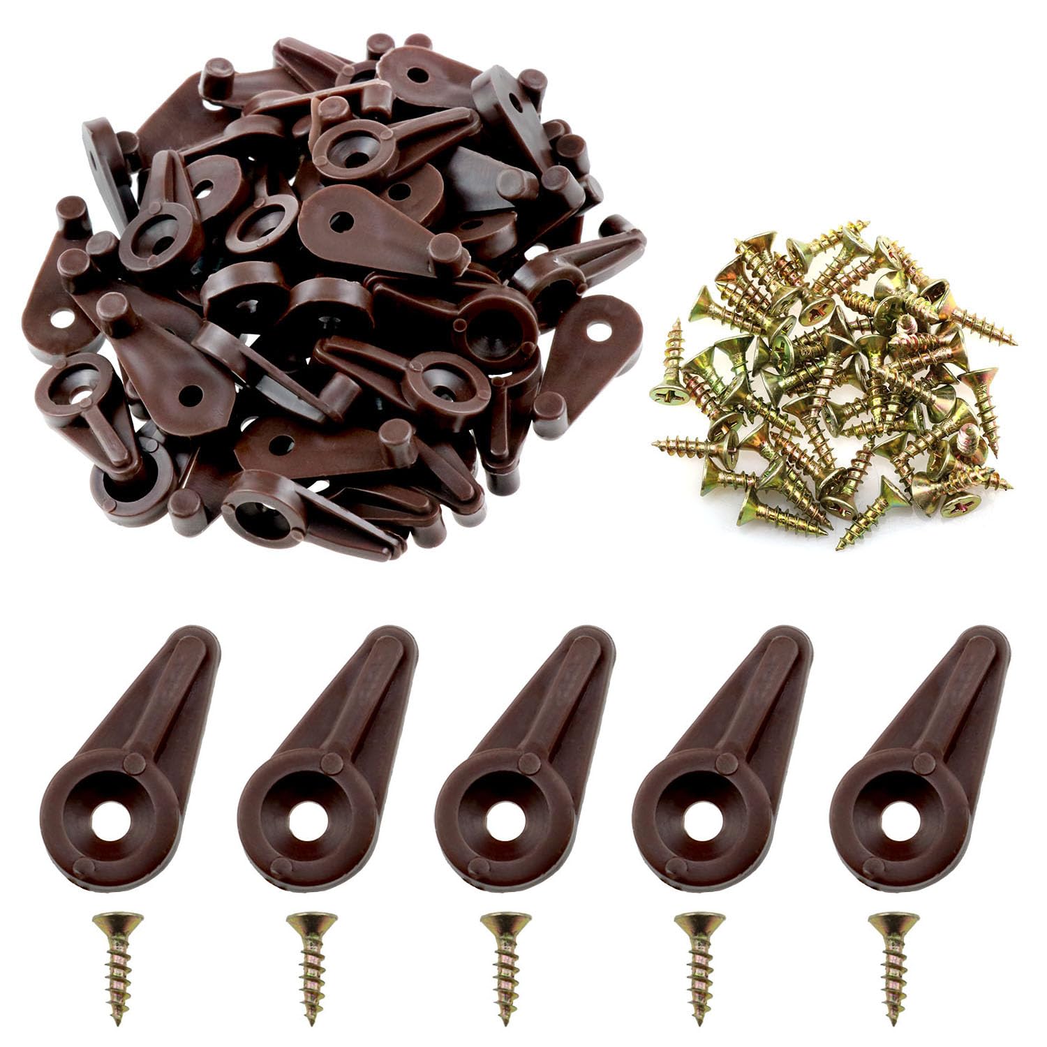 Lovelysp Glass Retainer Clips - 1 Inch Cabinet Glass Retainer Clips Kit (Brown) - 30PCS