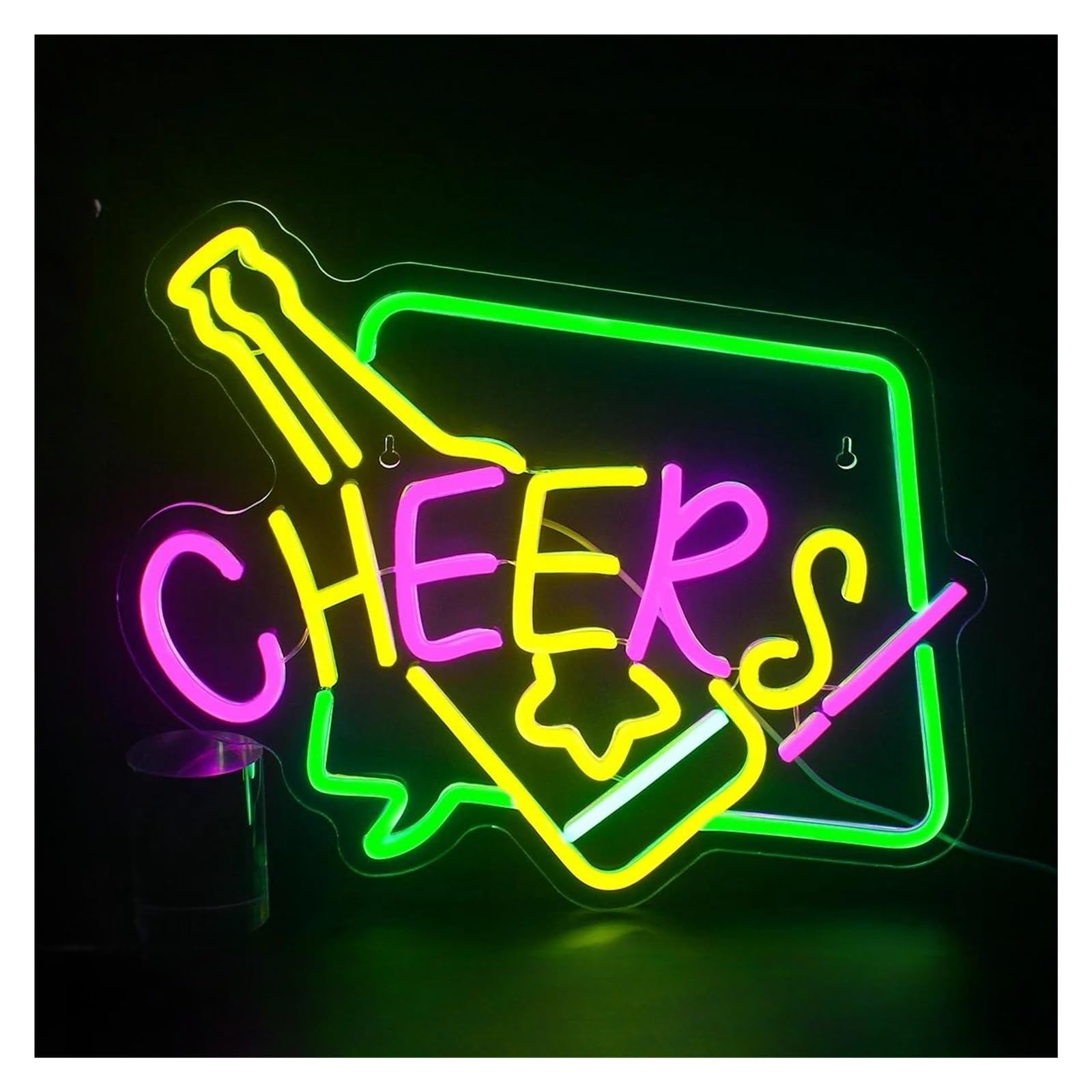 LEMST Signs Lamp Beer Cheers Neon Light for Wall Decor Man Cave Bar Home Pub Party Club Restaurant Shop Sign USB Powered 32cmх38.7cm