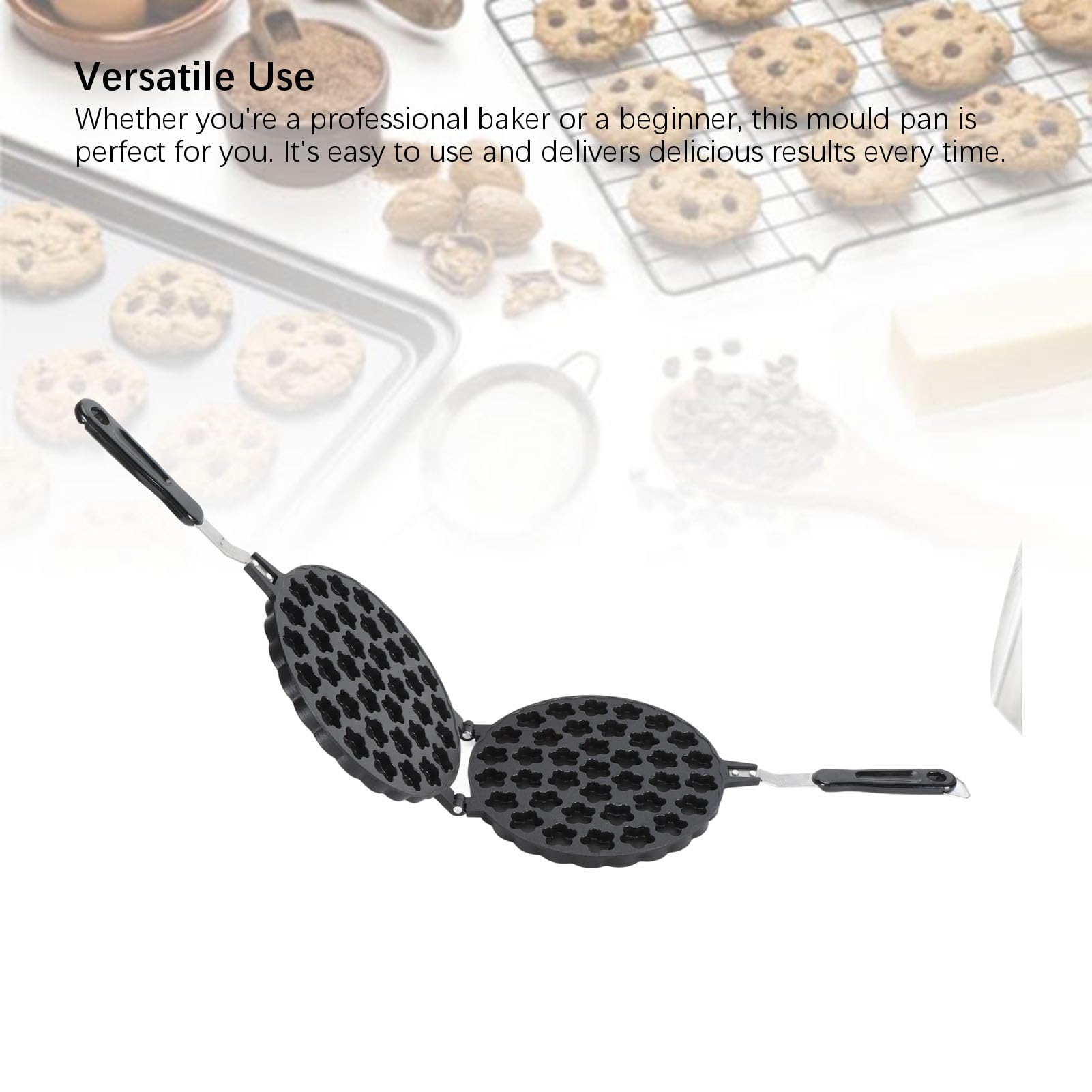 Nikou Molde para hornear gofres, aleación de aluminio, resistente al calor, herramienta de cocción para cocina doméstica, molde para hacer gofres, 27 x 27 cm