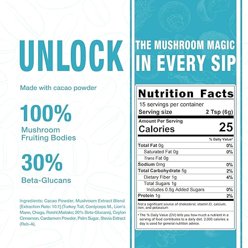 Miniatura 2 de ECO-TASTE Mezcla de cacao de hongos, extracto de hongo orgánico de 1000 mg, alternativa de café vegano y sin gluten, 3.17 onzas