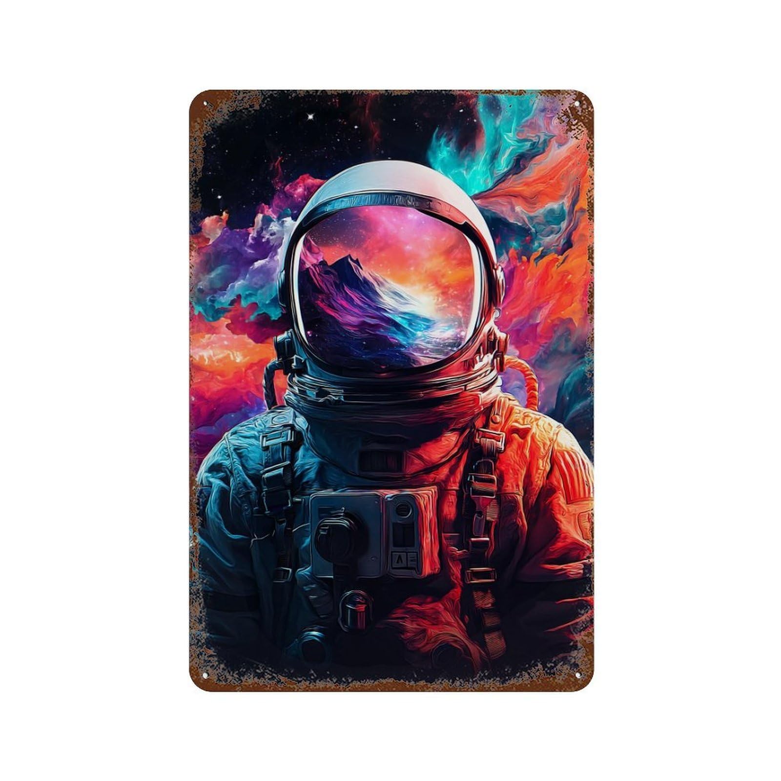 Cosmic Astronaut Adventure-2 Rusty Metal Tin Sign 11.8"x7.9", Ideal for Office, Studio And Wall Decor