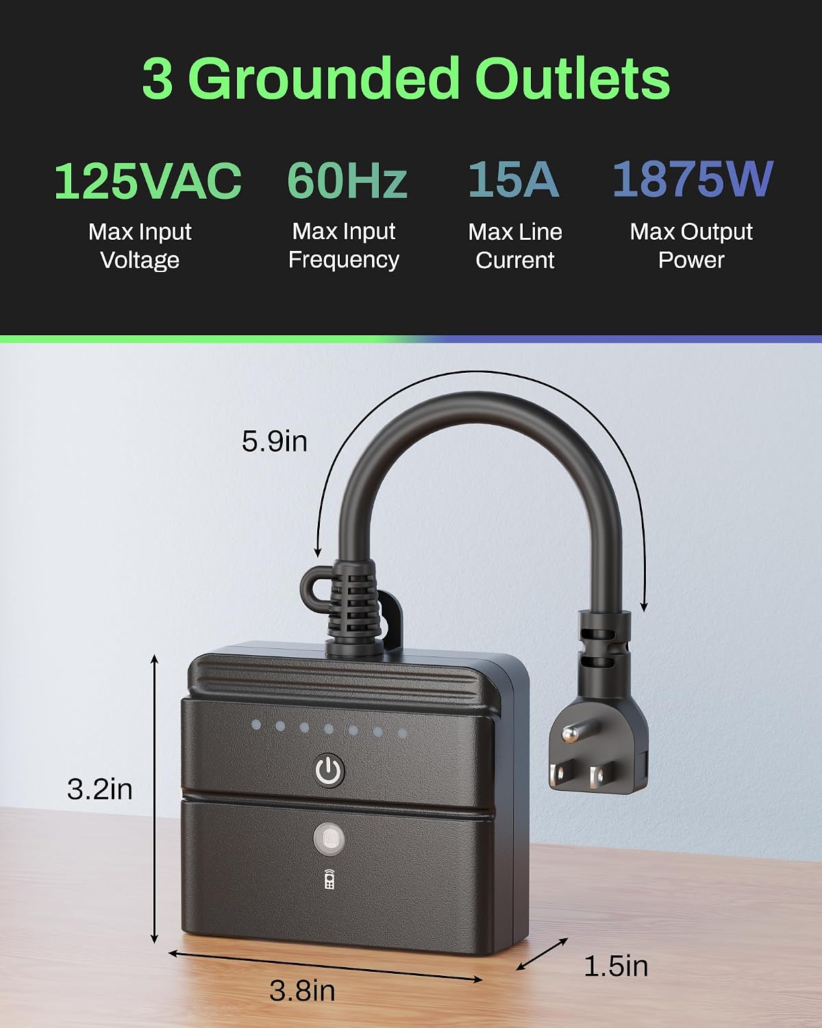 BN-LINK Outdoor Timer for Lights, 100FT Remote Control, 3 Grounded Outlets | Dusk-To-Dawn+2/4/6/8H Countdown; 125V 15A 1/2HP; Waterproof Outlet Timer for String Lights, Pump, Sprinkler, Fountains