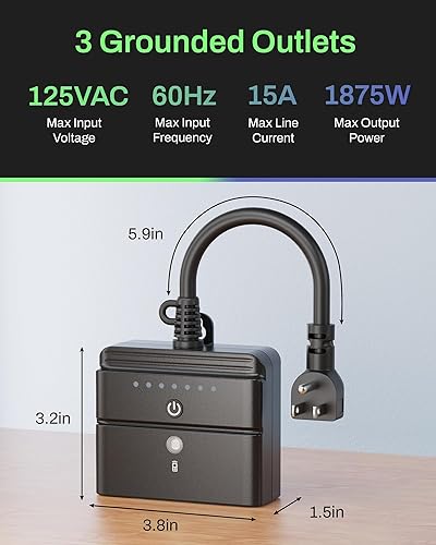 Miniatura 4 de BN-LINK Temporizador para exteriores con sensor de luz fotocélula, impermeable, temporizador de cuenta regresiva de 24 horas