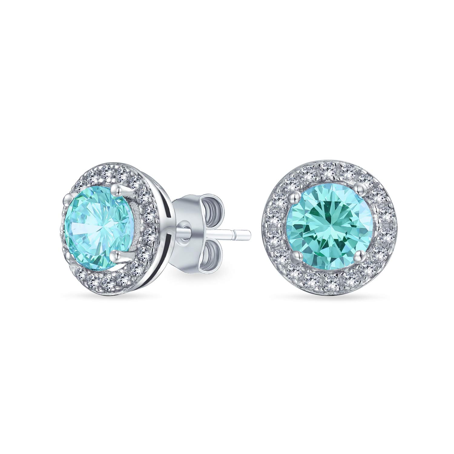 Orecchini A Lobo In Argento Sterling 925 Con Zirconi Cubici Rotondi 7mm - Colori Mese