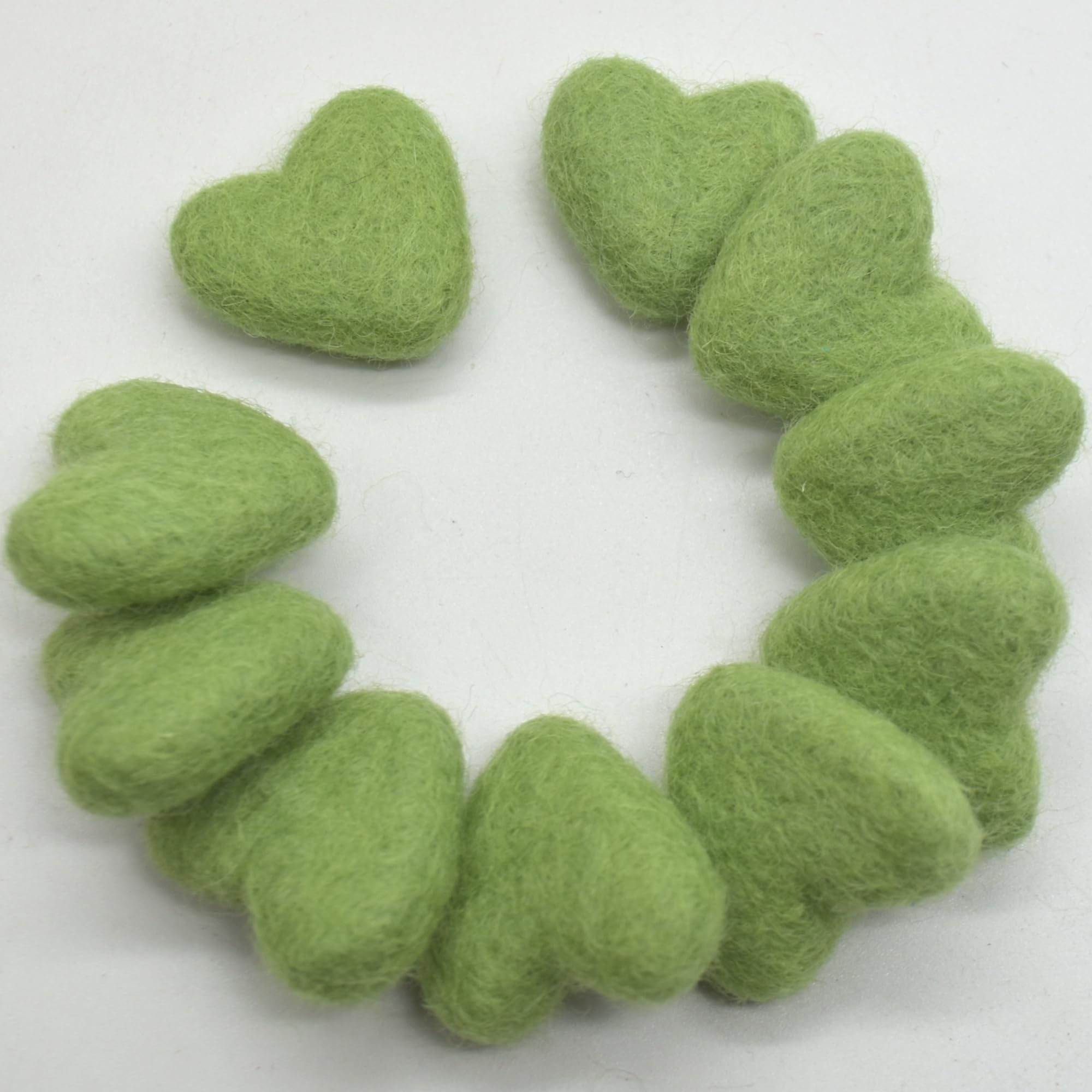 Oriental Direct Grass Green 100% Wool Felt Hearts - 3Cm - 10 Felt Hearts