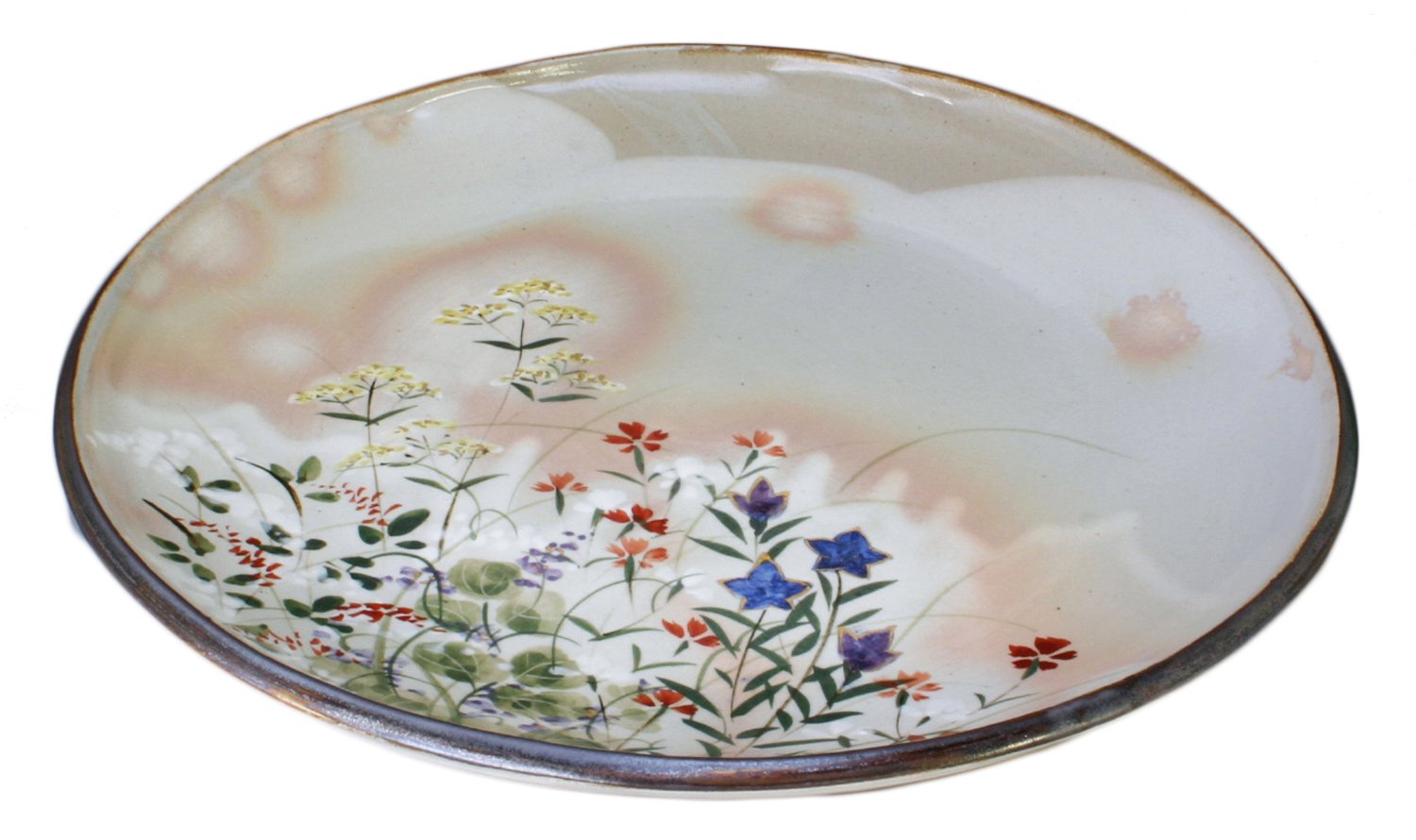 Amazon.co.jp: 京焼 清水焼 大皿 赤茶 31cm 俊山窯 尺皿 京の秋 psk680