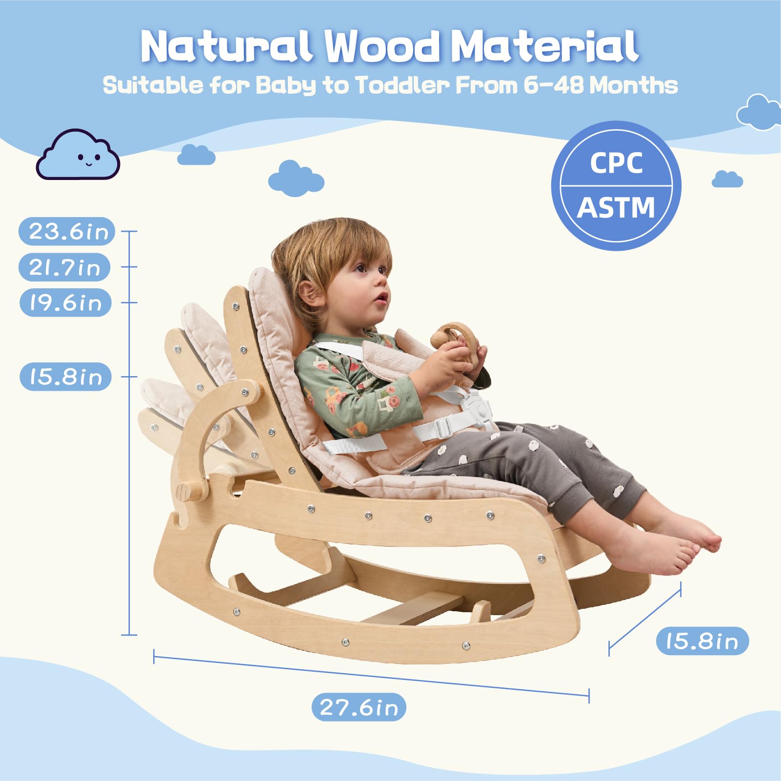 Portable Baby Swing Baby Rocker Swing Lightweight Compact Design, Soft Padded Seat With Safety - View #8