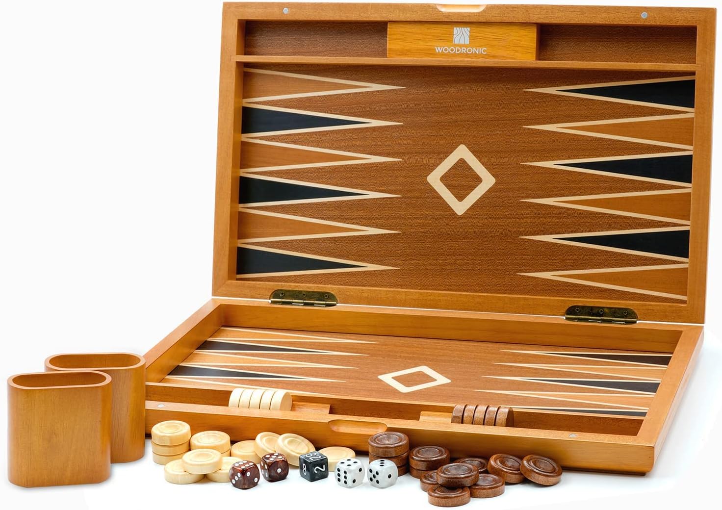 Woodronic 17" Wooden Backgammon Set, Folding Classic Board Game, Best Strategy Game and Smart Game of Tactic for Kids and Adults 17 Inches Light Brown