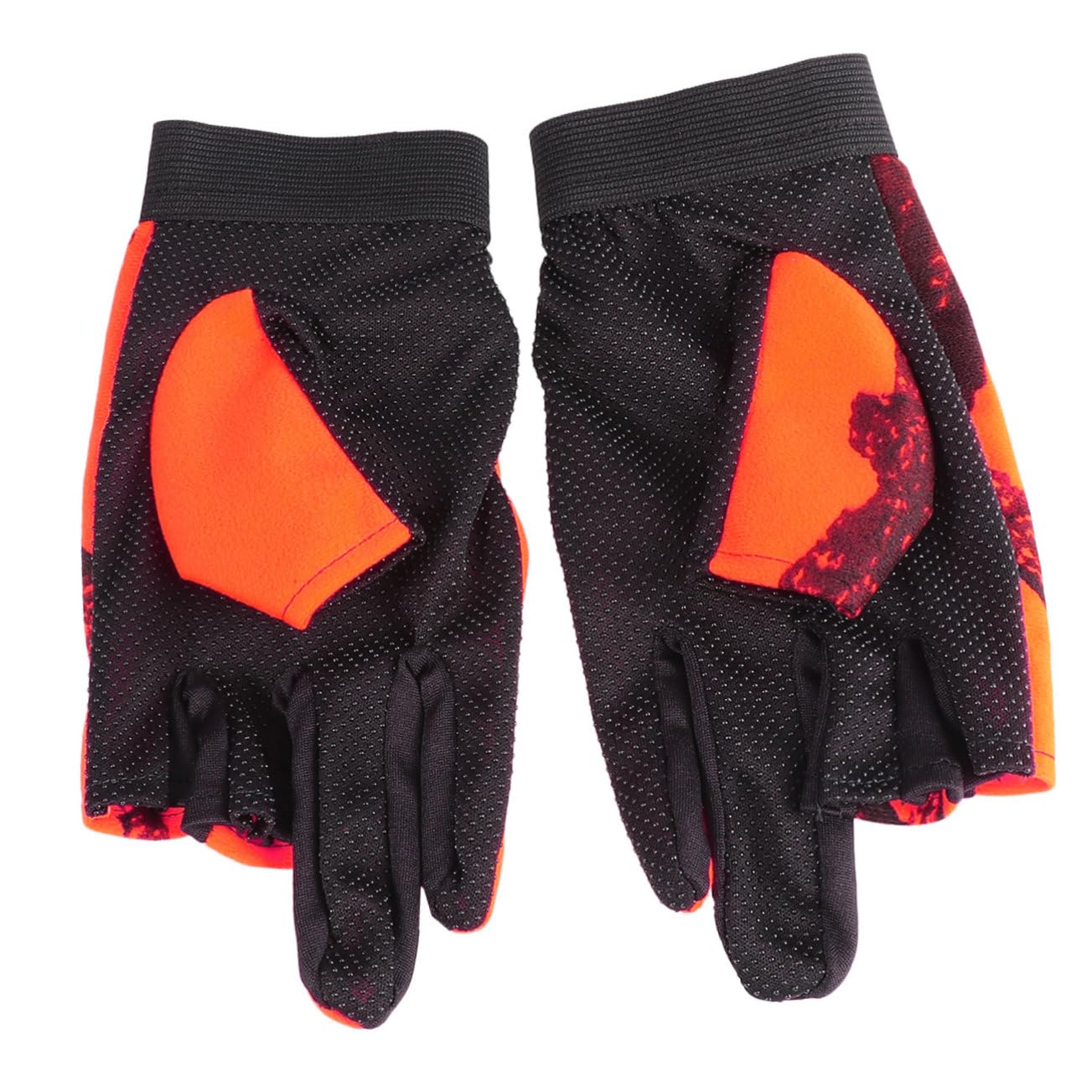 OSOLADY 1Pair Fashion Finger Exposure Gloves Slip Fishing Gloves for Driving Cycling and Camping Durable Orange Design for Outdoor Activities