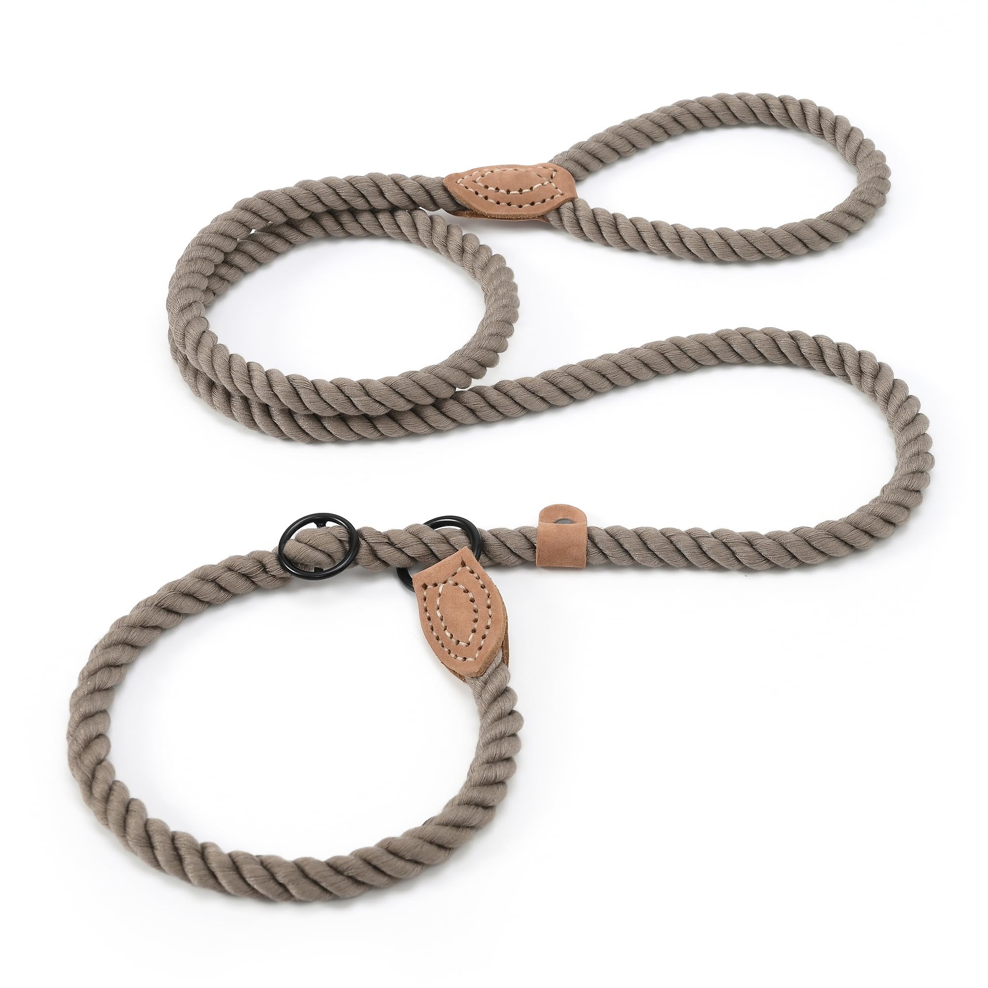 Mile High Life Slip Leads for Dogs | Heavy Duty Dog Training Leash | 6 Feet No Pull Slip Leashes w Leather Tip | Braided Rope Lead for Dogs Outside