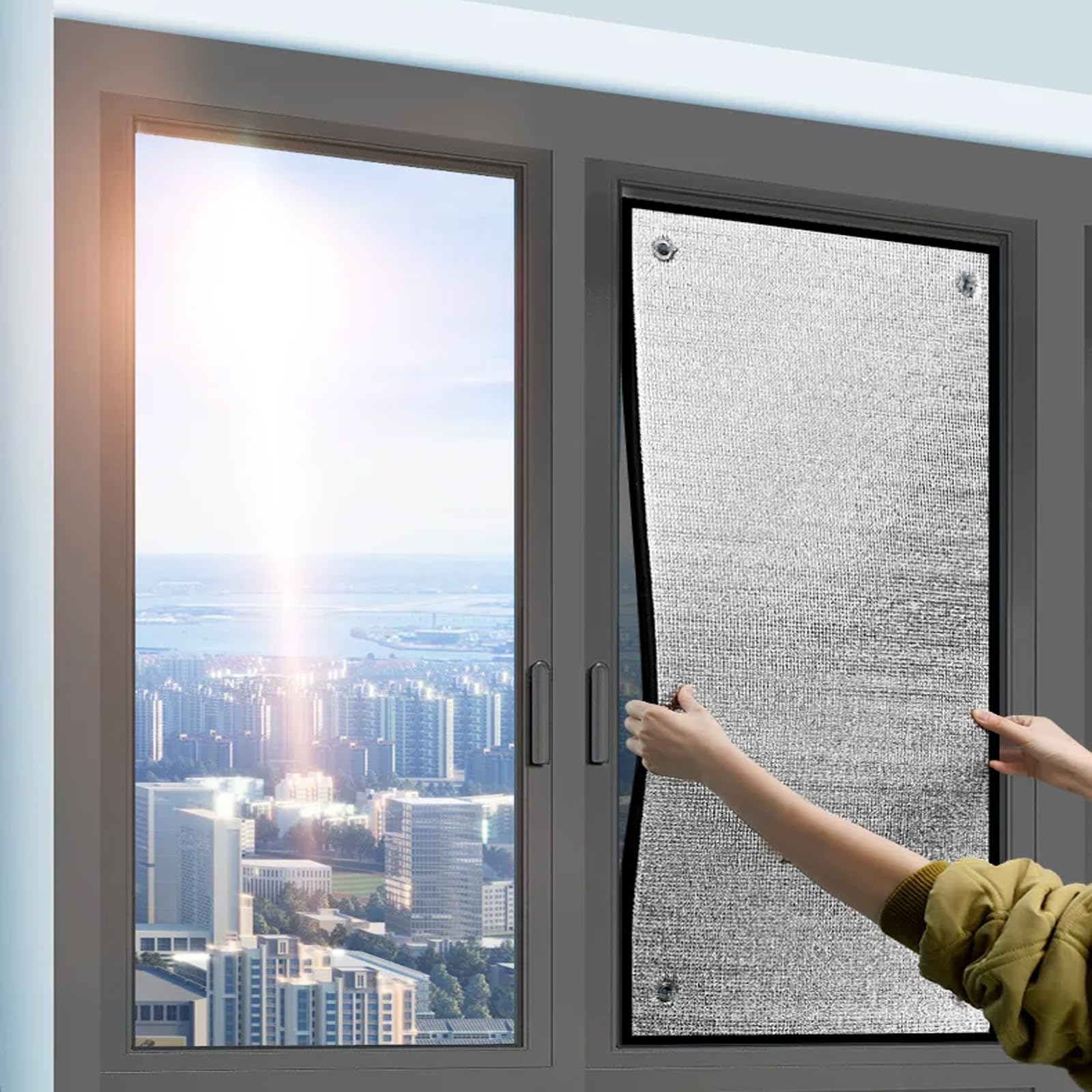 Silver Aluminum Foil Thermal Insulation Reflective Window Film,Heat Control Anti Uv Window Tint for Bedroom,Office,Home,Kitchen,Sunlight Blocking Blackout Privacy (140x220cm)