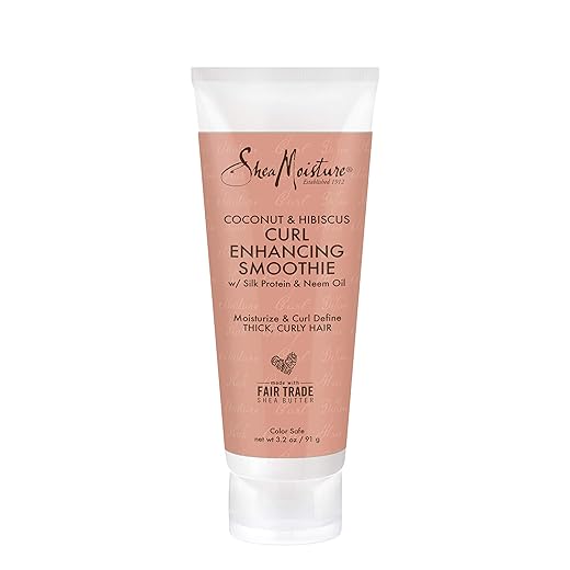 Shea Moisture Curly Hair Products, Coconut & Hibiscus Curl Enhancing Smoothie with Shea Butter, Sulfate Free, Paraben Free Hair Cream for Anti-Frizz, Moisture & Shine, Family Size, 16 Fl Oz