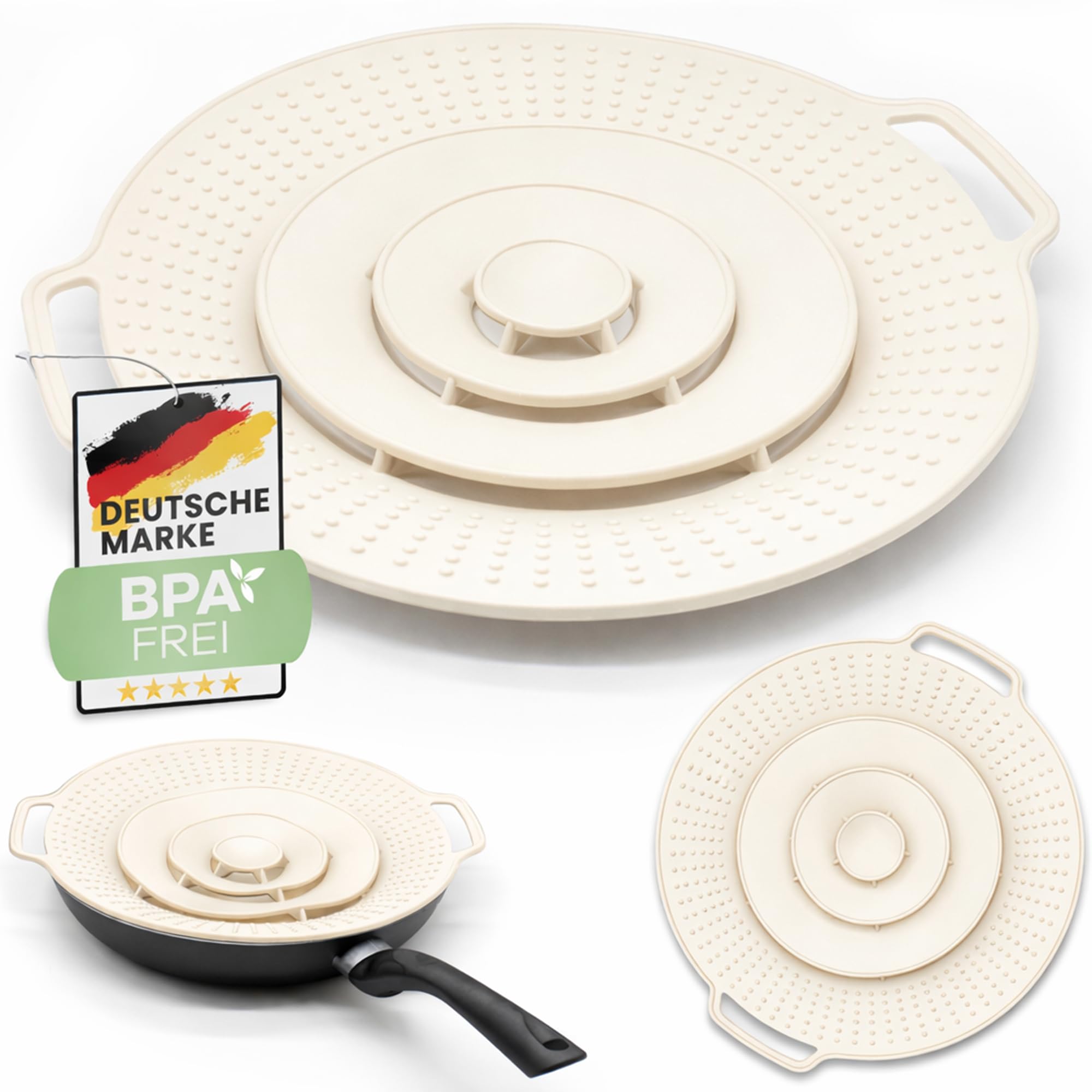 NetroxHome – Überkochschutz und Pfannen Spritzschutz aus Silikon – Überlaufschutz für Töpfe und Pfanne Ø 15-25 cm – Topfdeckel zum Schutz vor dem Überkochen – spülmaschinenfest Spritzschutz Pfannen