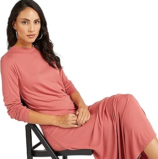 سبلاش فستان ماكسي سادة باكمام طويلة بلون بينك - مقاس 8 6292374127399