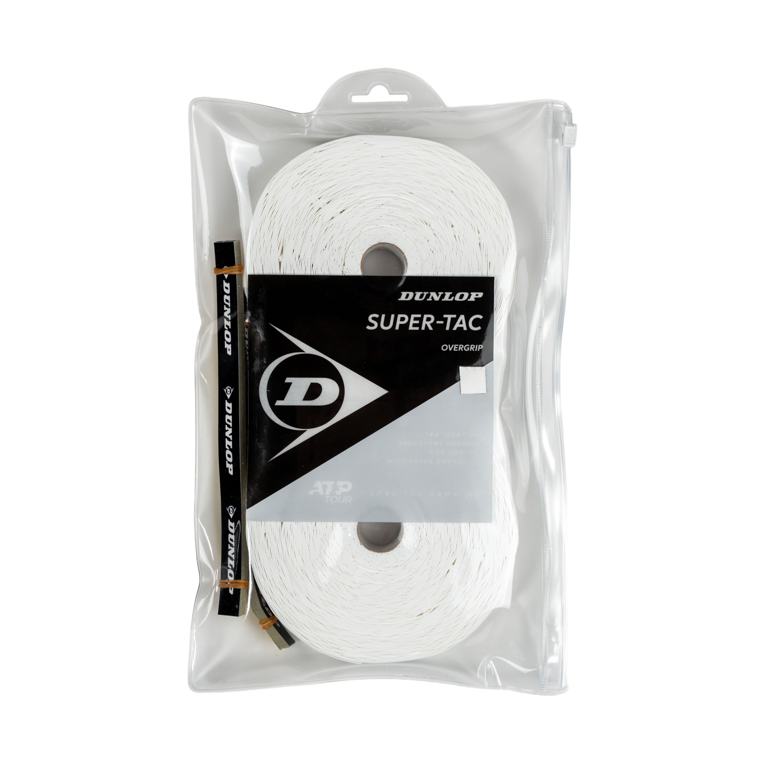 Dunlop Super Tac Tennis Overgrip, White, 30-Pack Reel โ Tacky Surface, Long-Lasting Comfort, Superior Grip Performance