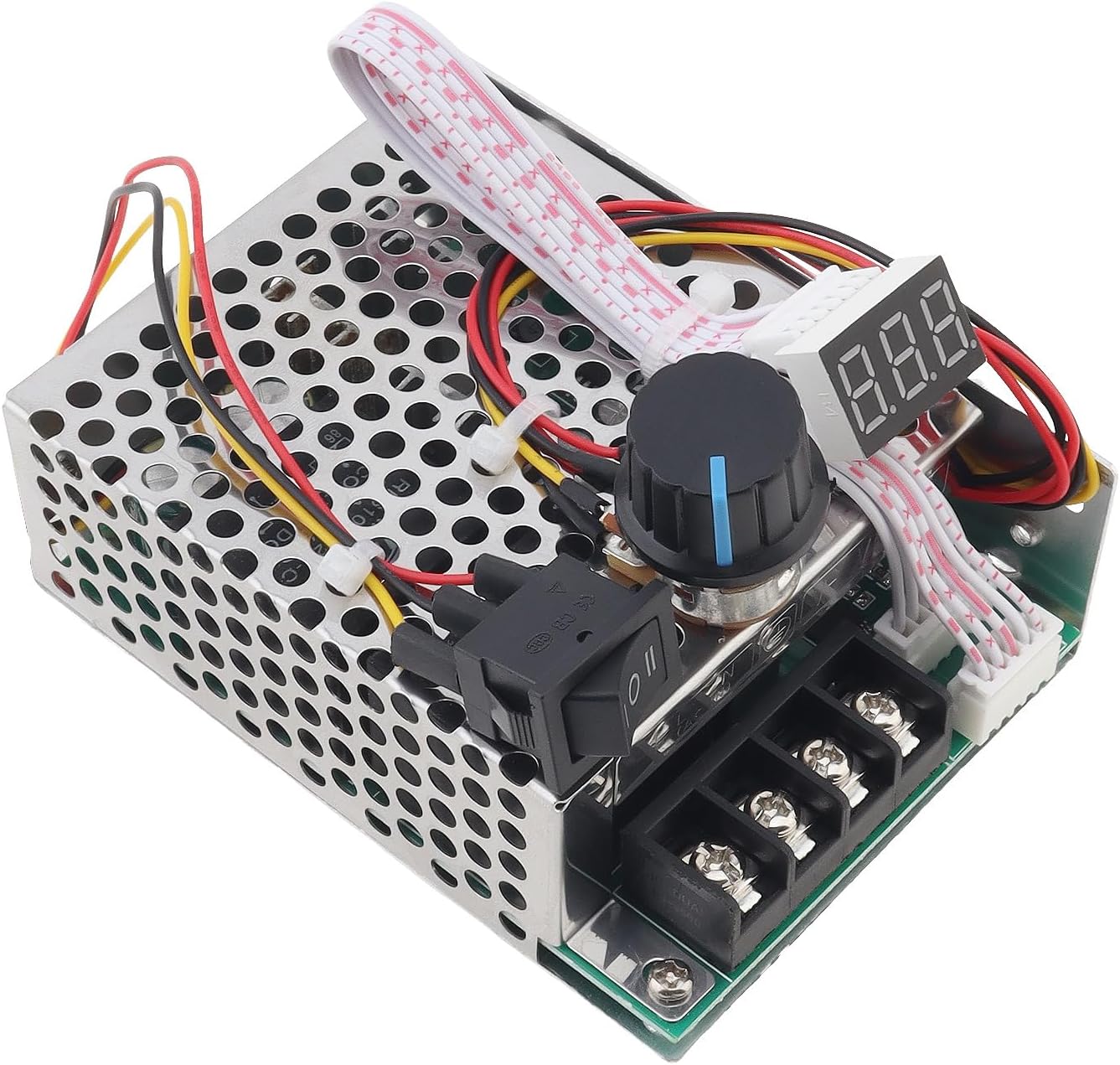 PWM DC Motor Speed Controller, DC 10-55V 60A LED Display Stepless 12V 24V 36V 48V DC Brushed Motor Speed Controller with Adjustable Potentiometer and Forward-Brake-Reverse Switch
