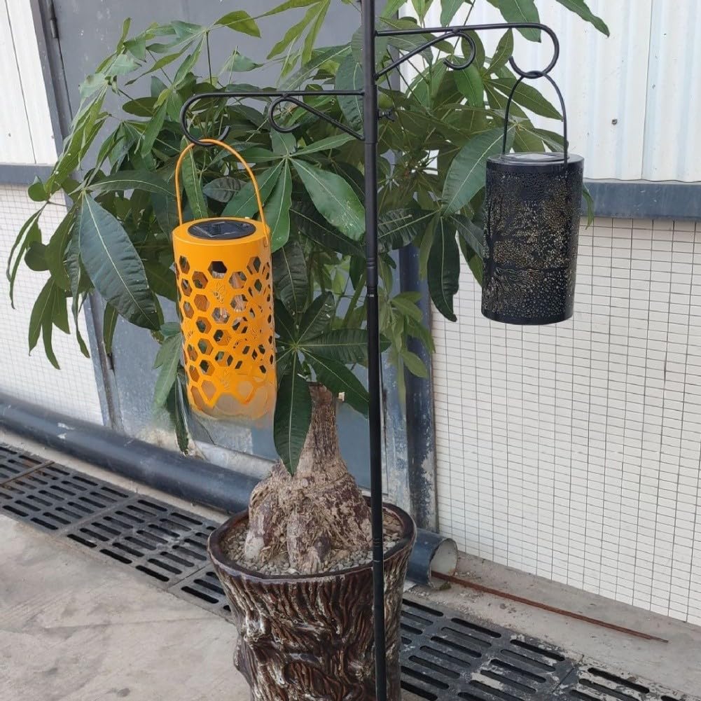 Gancio da pastore in ferro resistente e 116 cm per lanterne da appendere all'aperto e espositori floreali, resistente alla ruggine per un uso a lungo termine