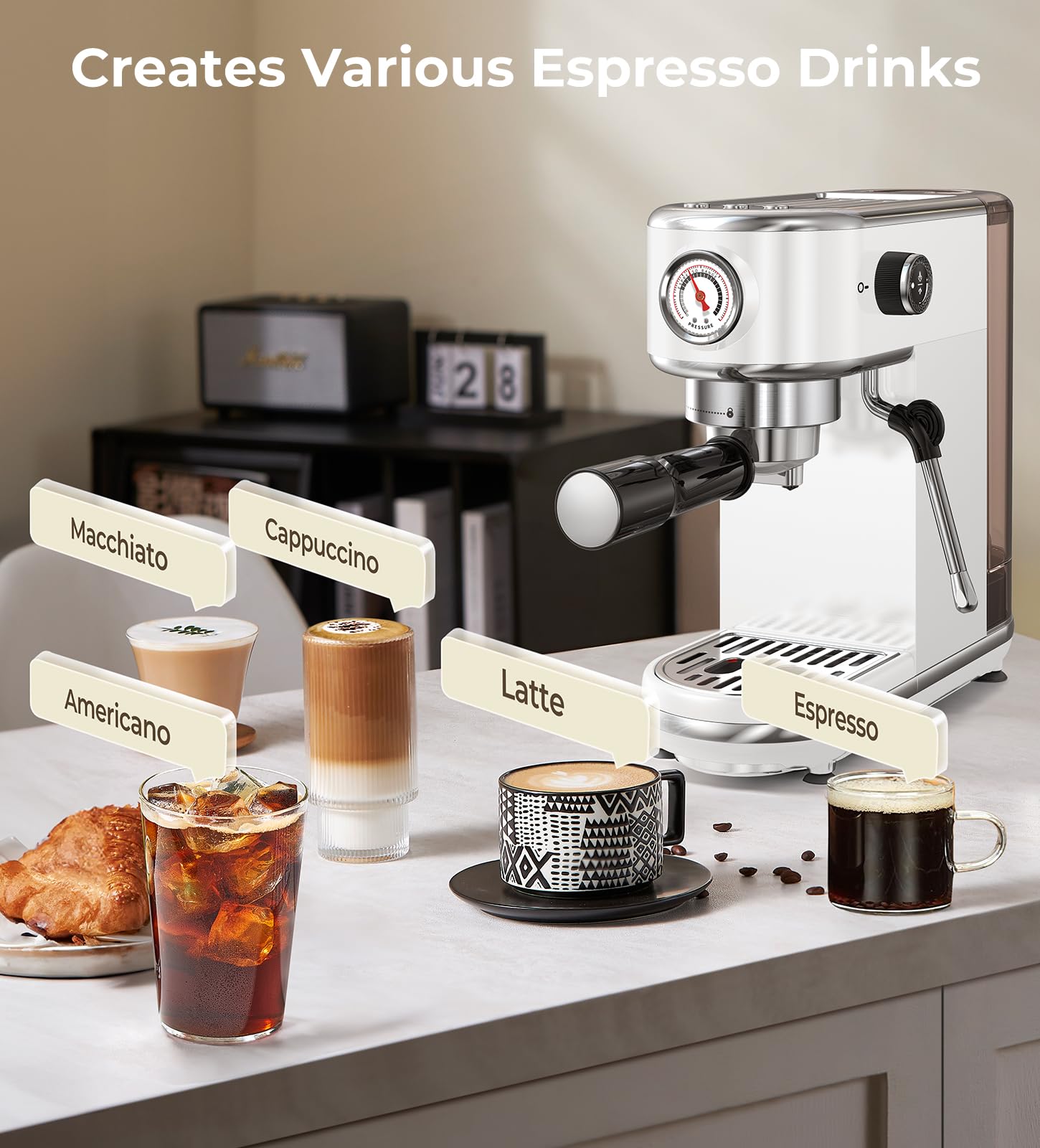 atatix Espresso Machine with Milk Frother, 20 Bar Pressure Espresso Maker view 2