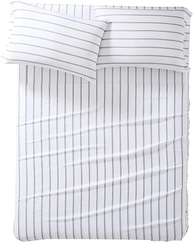 Miniatura 5 de Truly Soft Everyday SS3864WGKG-4700 - Juego de sábanas de microfibra y fundas de almohada, colección Ticking Stripe, color blanco y gris